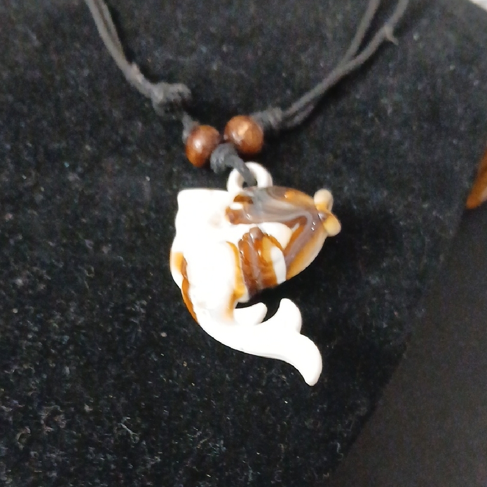 Hand Craved Fish Pendant Necklace